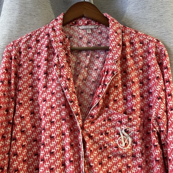 Victoria's Secret Dreamer Pajamas M Red Reindeer‎ Modal Lightweight Flannel - Picture 3 of 9